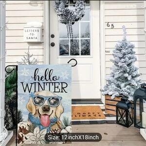 Hello Winter Garden Flag